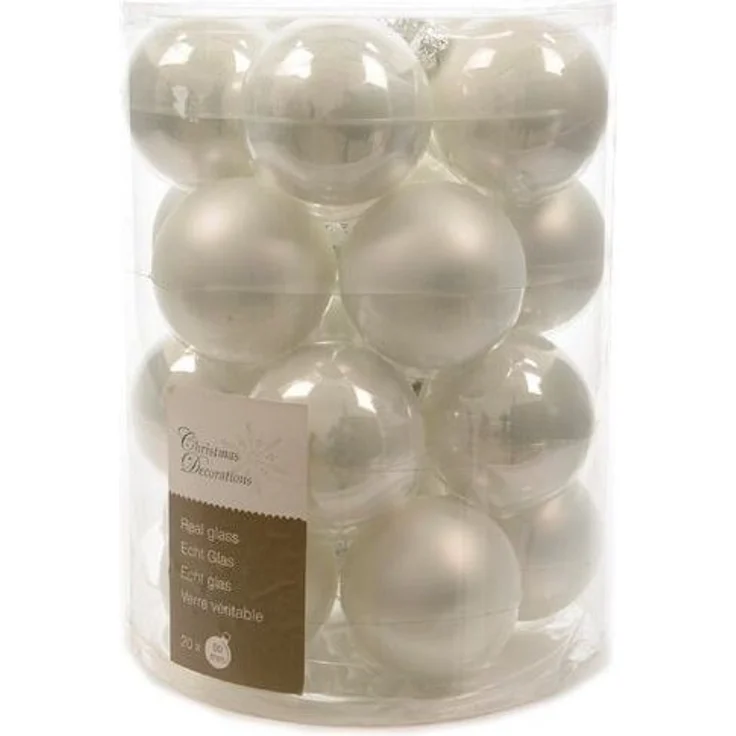 Kaemingk Weihnachtsbaumkugel Weihnachtsbaumkugeln Glas Ø 6 cm 20 Stück weiß emaille – Bild 2