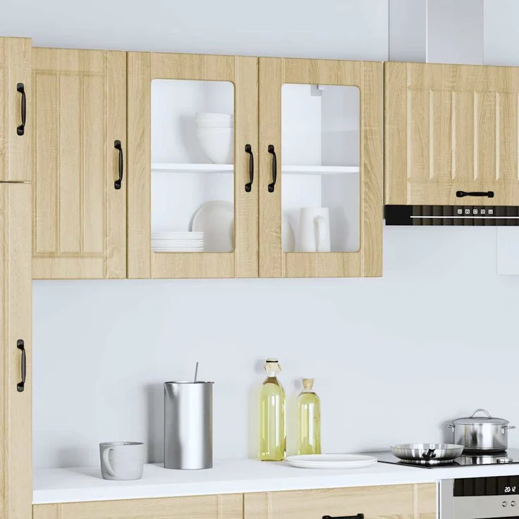 vidaXL Küchen-Hängeschrank mit Glastür Lucca Sonoma-Eiche Holzwerkstoff 853850 – Bild 4