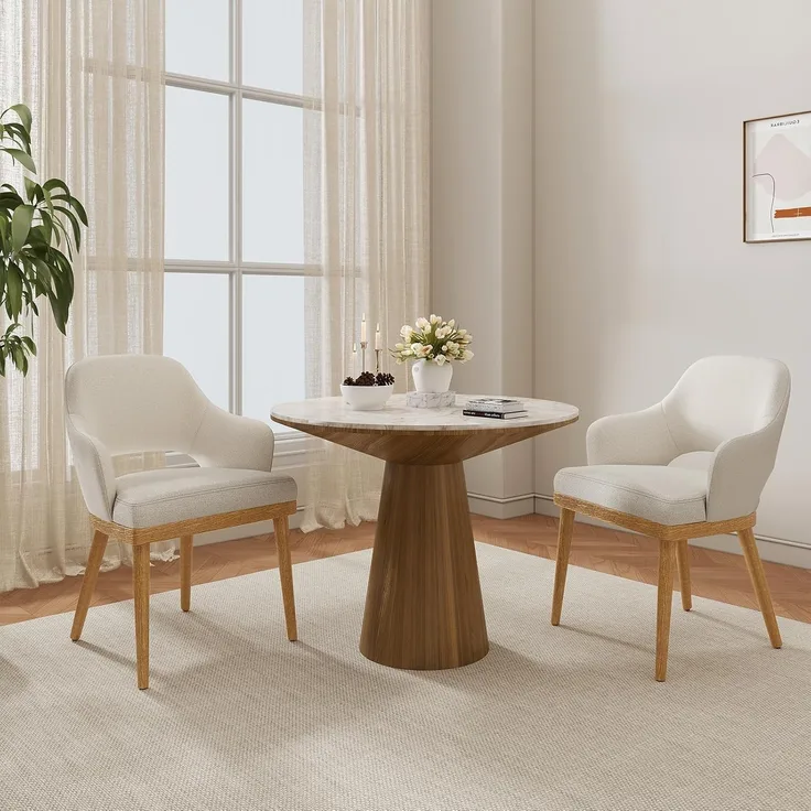 COLAMY Esszimmerstühle 2er Set, Moderne Polsterstühle für das Esszimmer, Küchenseitenstühle, Landhaus-Esszimmerstühle mit offener Rückenlehne für die Küche, Beige