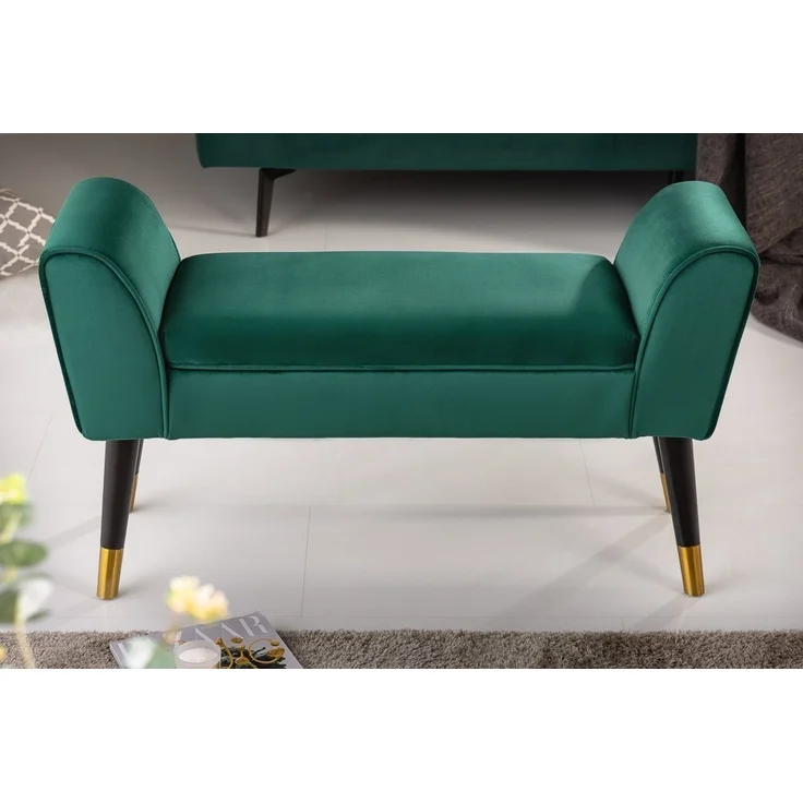 riess-ambiente Sitzbank SCARLETT 90cm smaragdgrün (Einzelartikel, 1-St), Flur · Samt · Metall · Schlafzimmer · Retro Design – Bild 2