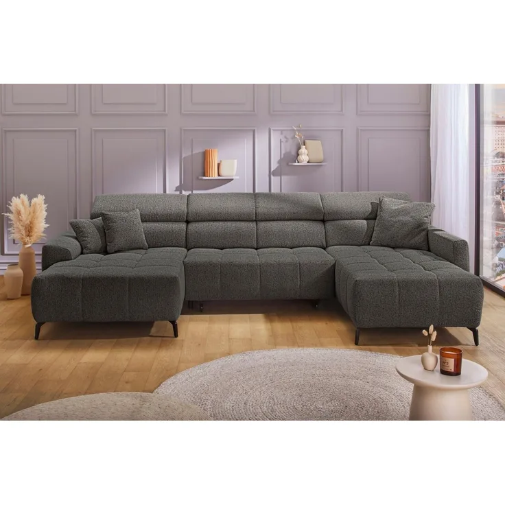 Jockenhöfer Gruppe Wohnlandschaft Ultima U-Form, B: 363 cm, 60 cm elektrische Sitztiefenverstellung, USB-Ports, Kopfstützen verstellbar, Zierkissen, bis 140 kg/Sitz