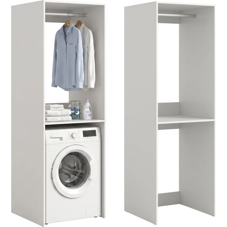 Waschmaschinenschrank (B/H/T: 66x195x60 cm) in weiß Nachbildung – Bild 1