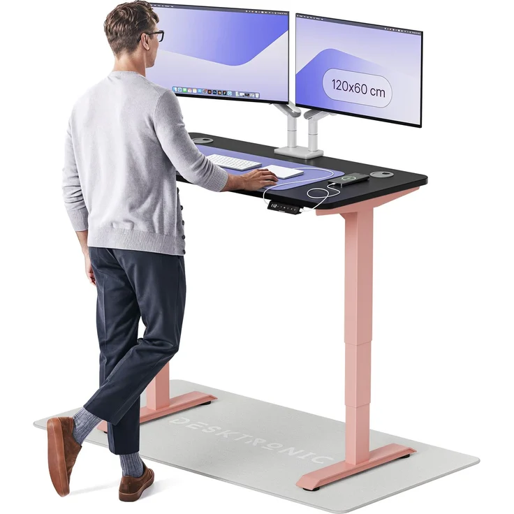 Desktronic HomePro Elektrisch höhenverstellbarer Schreibtisch 120x60cm Rosa/Schwarz mit Memory-Funktion, Anti-Kollisions Technologie, USB-A und USB-C-Ladeanschlüssen – Bild 1