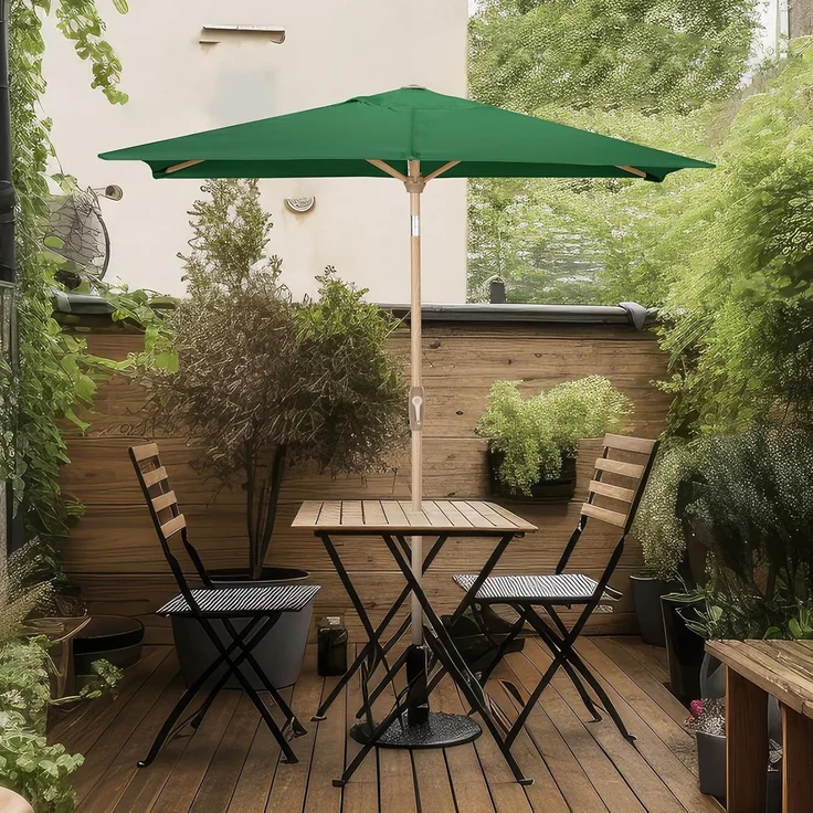 Sekey Sonnenschirm mit Kurbel und UV50+, knickbar, Aluminium grün / natur, 210 x 140 cm – Bild 2