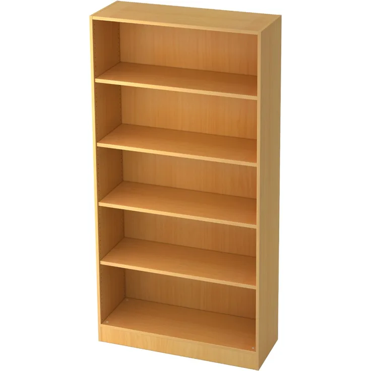 bümö office Regal Buche, Standregal Holz - Aktenregal für Ordner & Bücher, Bücherregal 100 cm breit, 5 OH Regal Wand, Büroregal, Holzregal, Ordnerregal, Buchregal, Wandregal, Büromöbel, 6400-6