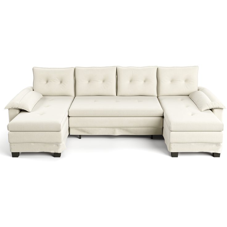 ZUBALIYA Schlafsofa 127x87 cm, mit USB - Anschluss, mit Ausziehbett, mit Chenille - Bezug, mit Samtbezug, modular aufgebaut, Weiß – Bild 15