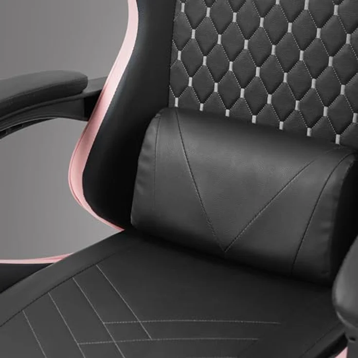 MARS GAMING MGC-X, Ergonomischer Gaming-Stuhl, Kunstleder, Verstellbare Rückenlehne und Höhe, Dynamische Armlehnen, Nacken- und Lendenkissen, Bürostuhl mit Ausziehbarer Fußstütze, Rosa – Bild 7
