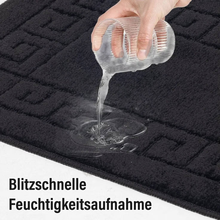 Ribelli Badematte Badezimmerteppich Set 2tlg, Badezimmermatte Rutschfest, Santorini, 50x80 + 50x40, Badteppich Waschbar – Bild 3