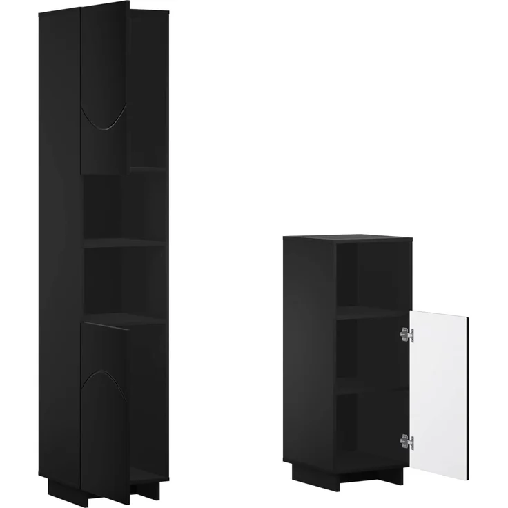 vidaXL Badezimmerschrank-Set 2 stk. Schwarz Holzwerkstoff 3433101 – Bild 5