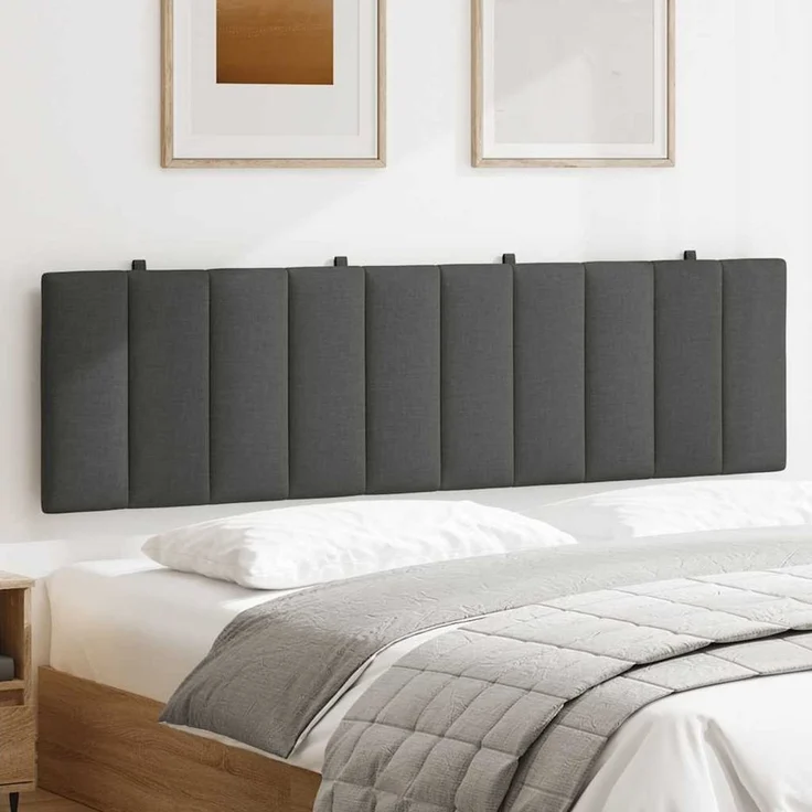 vidaXL Bett, Kopfteil-Kissen Dunkelgrau 180 cm Stoff – Bild 2