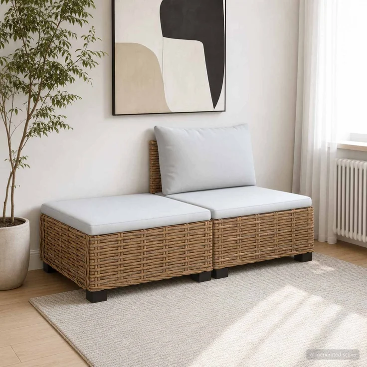 vidaXL 2 Stk. Rattan-Lounge-Set mit Kissen GENDT Naturrattan Natur 42034409 – Bild 3