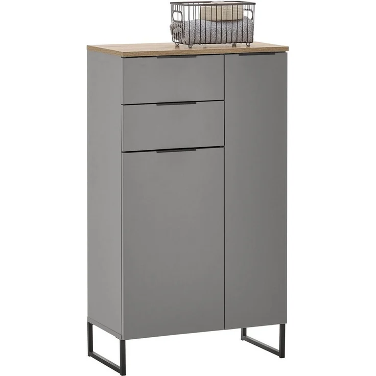 DENVER Badezimmer Kommode in Grau / Evoke Eiche Optik FSC-zertifiziert - Badezimmerschrank Bad Schrank mit viel Stauraum - 60 x 106 x 32 cm (B/H/T) – Bild 5