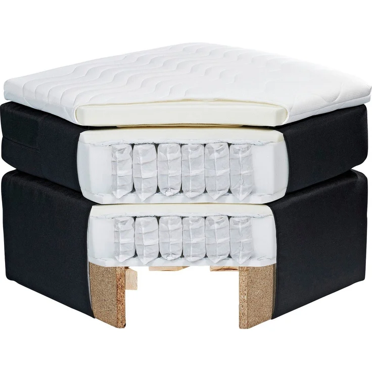 PALERMO 2 Boxspringbett 120x200 elektrisch verstellbar, Sand - Bequemes Einzelbett mit dekorativer Steppung & Komfortschaum Topper - 120 x 127 x 234 cm (B/H/T) – Bild 3