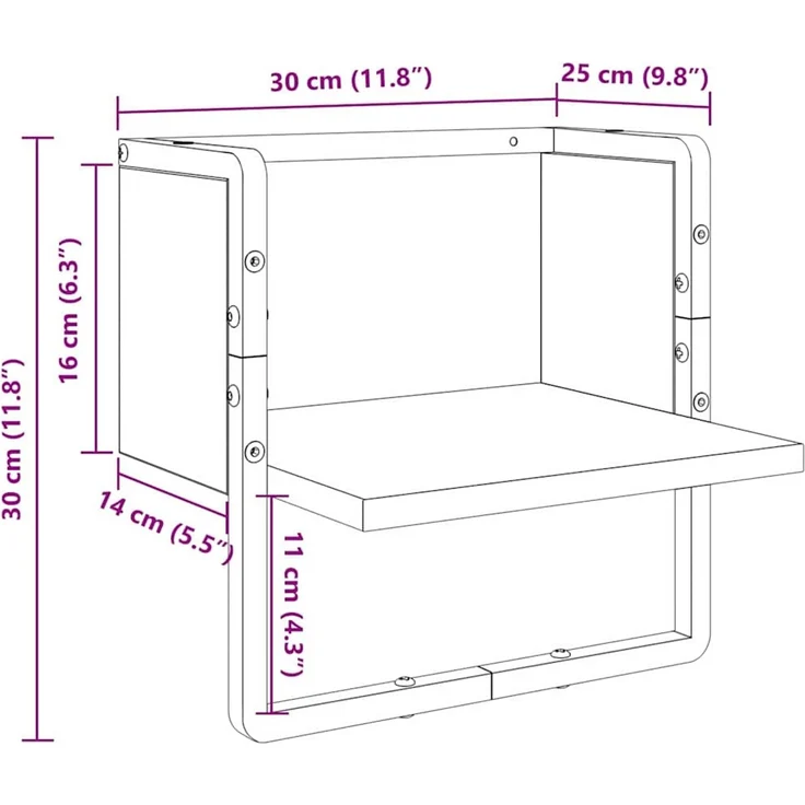 vidaXL Wandregal Kunsthandwerk Eiche 30 x 25 x 30 cm Holzwerkstoff 893636 – Bild 8