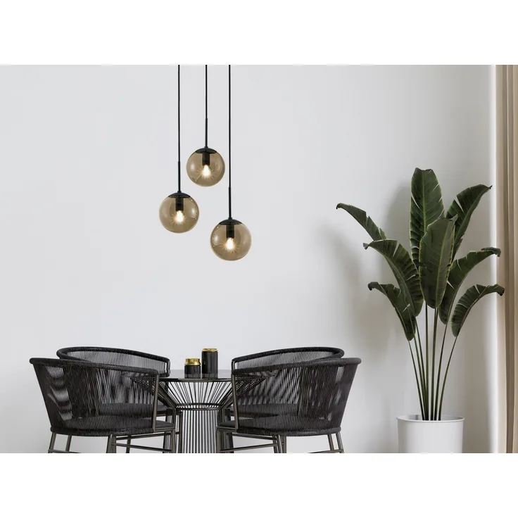 Cluster Pendelleuchte BALINI 3-flammig mit Rauchglas Kugeln, Ø 30cm