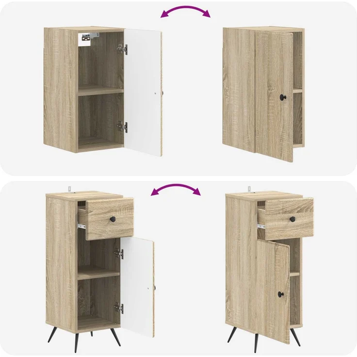 vidaXL 4-teiliges Badezimmer-Schrank-Set BREDA Sonoma-Eiche 3417965 – Bild 9
