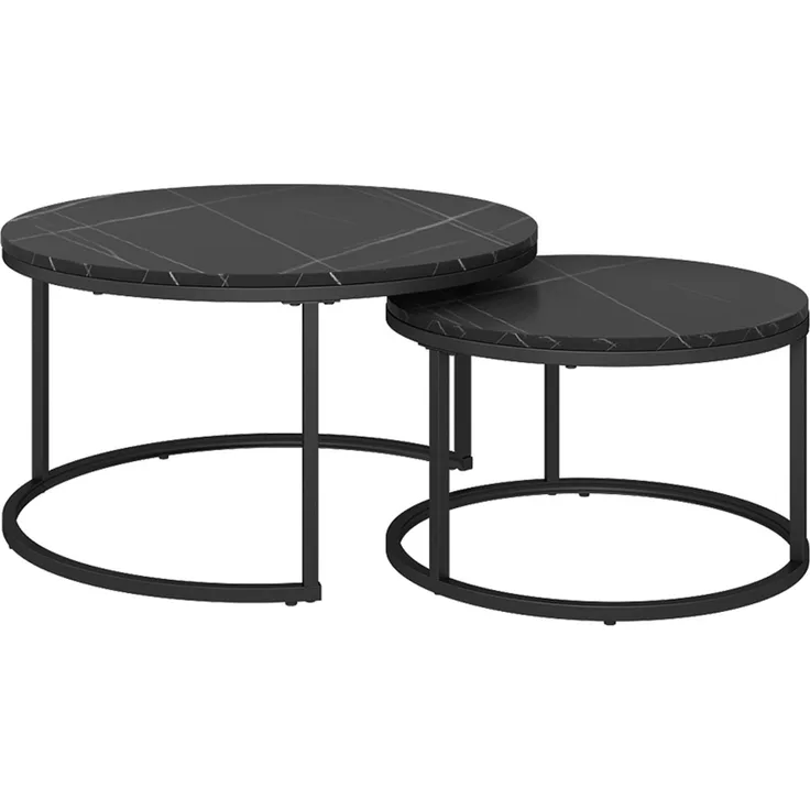 Couchtisch-Set Montreal Schwarz 77 x 40 cm 2 Teile Vicco