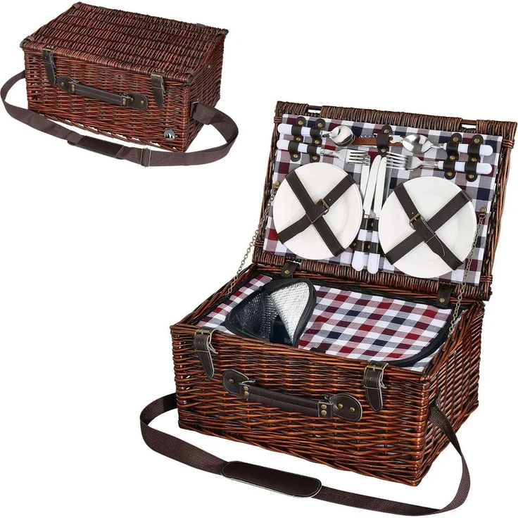 Picknickkorb für 4 Personen Kühlfach Teller Gläser Besteck Cilio VARESE 155259 – Bild 1