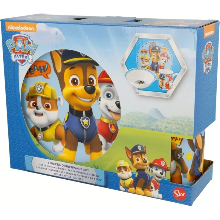 Paw Patrol Kinder Geschirr Set Keramik 3 teilig Teller Schüssel Becher in Geschenkbox – Bild 1