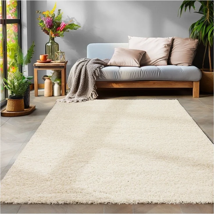 SIMPEX24 Teppich Unicolor - Einfarbig, Rund, Höhe: 30 mm, Einfarbig Shaggy Teppich Wohnzimmer Langflor Versch. Farben und Größen – Bild 1