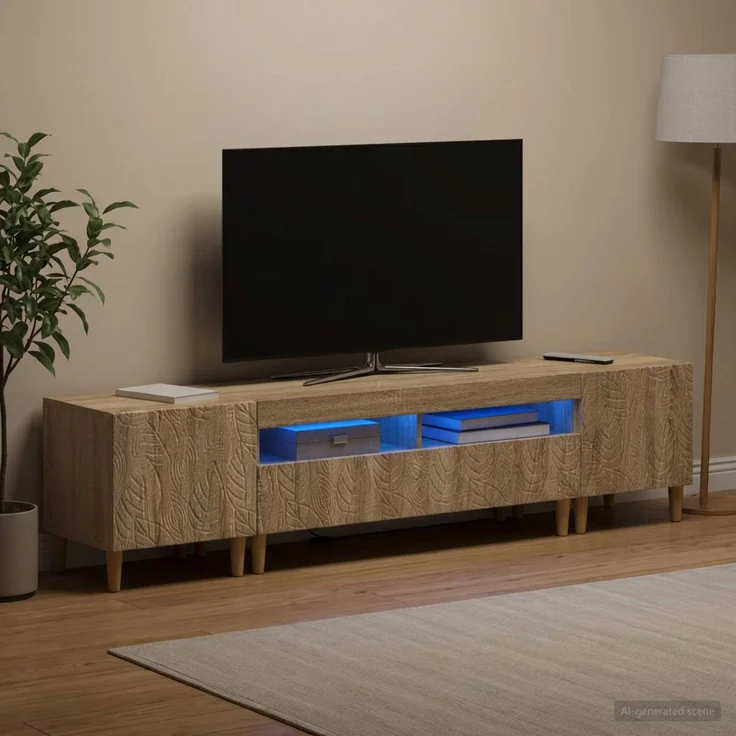 vidaXL 3-teiliges LED TV Regal DELFT Sonoma-Eiche Holzwerkstoff 3416758 – Bild 1