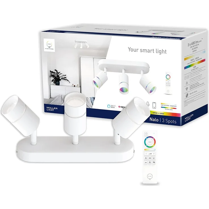 Müller Licht tint 3er LED Spot Nalo weiß 32x9 cm weiß RGBW Smart Home
