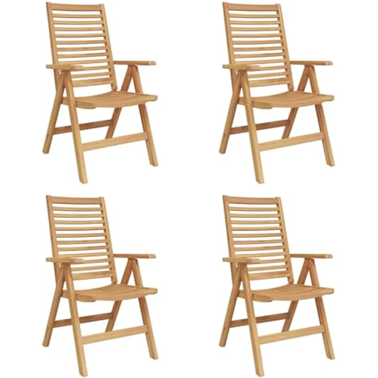 vidaXL Stuhl 4 pcs Braun 64,5 x 52 x 108 cm Massivholz Teak 3376031 – Bild 2