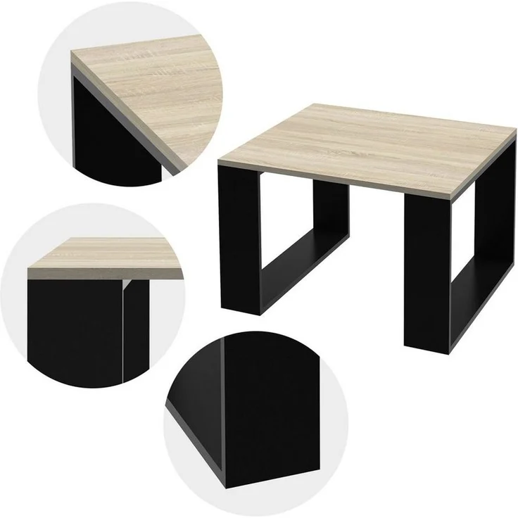 ML-DESIGN Couchtisch Wohnzimmertisch im modernen Stil Kaffeetisch für Wohnzimmer oder Büro, Quadratischer Beistelltisch Sofatisch Kufenbeine Tisch 65x40cm – Bild 3