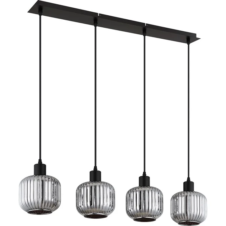 Hängeleuchte, 4-Flammig, Glas rauch, schwarz, L 80,8 cm – Bild 8