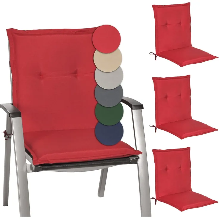 Beautissu 4er Set Niederlehner Auflage Loft NL 100 x 50 x 6 cm Rot