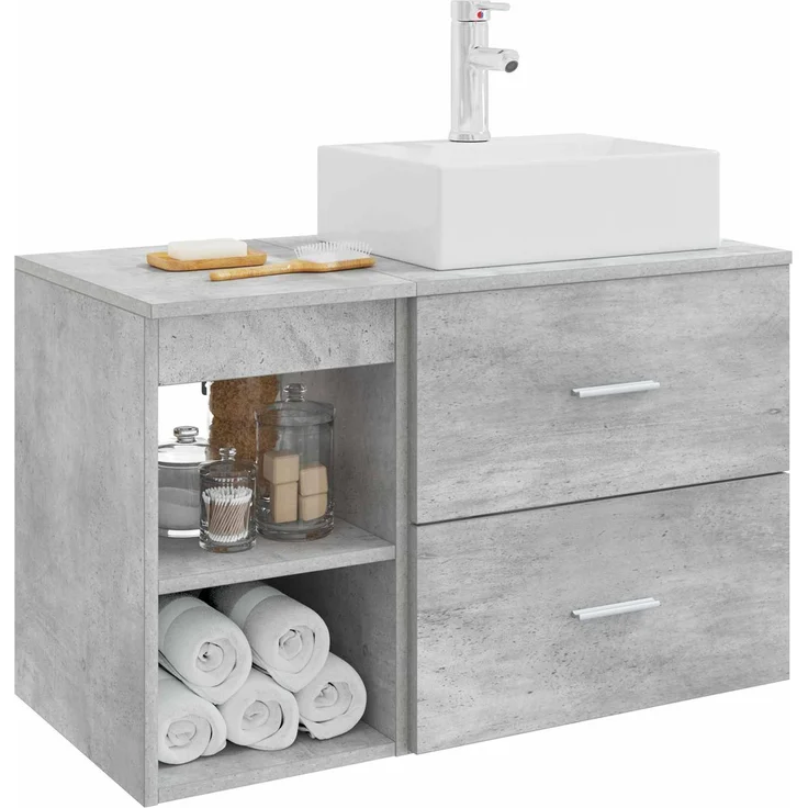 vidaXL Badezimmerschrank-Set 2 stk. Betongrau 79,5 x 41 x 79,5 cm 3403891 – Bild 3