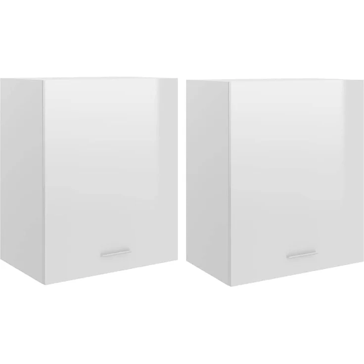 vidaXL 2X Hängeschrank 2 Regalböden Küchenschrank Küche Schrank Einbauküche Küchenzeile Küchenmöbel Oberschrank Hochglanz-Weiß 50 x 31 x 60 cm Holzwerkstoff – Bild 1