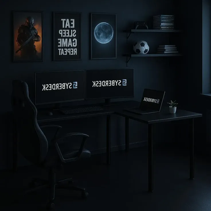SyberDesk Gaming Pro Eckschreibtisch 197 x 132 cm – großer Computertisch, Eckschreibtisch, Schreibtisch für Büro & Gaming (rechts, schwarz) – Bild 5