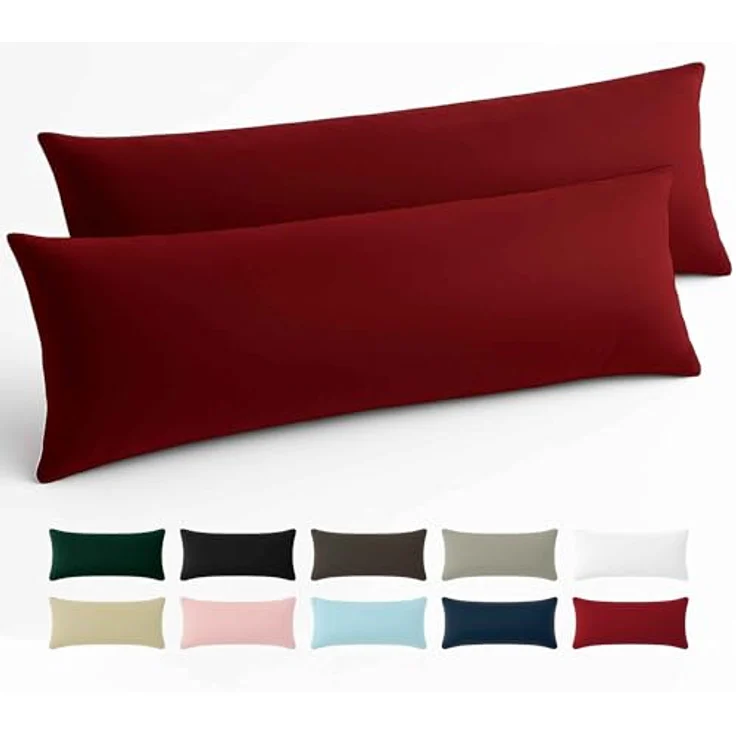 Kissenbezug 40x145 Baumwolle Renforcé (2er-Set) - Burgunderrot - Dicht gewebt mit 57 Fäden/cm² - Kissenbezug 40x145 cm - Oeko Tex Zertifiziert - Dreamzie – Bild 2
