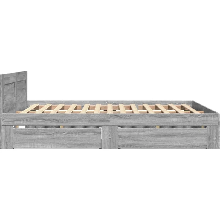 vidaXL Bettgestell mit Kopfteil Grau Sonoma 120x200 cm Holzwerkstoff 3295574 – Bild 6