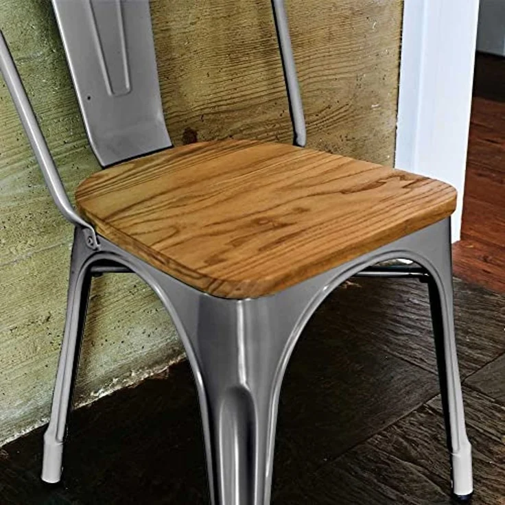 RED DECO Stuhl, Metall Holz, grau, one Size – Bild 4