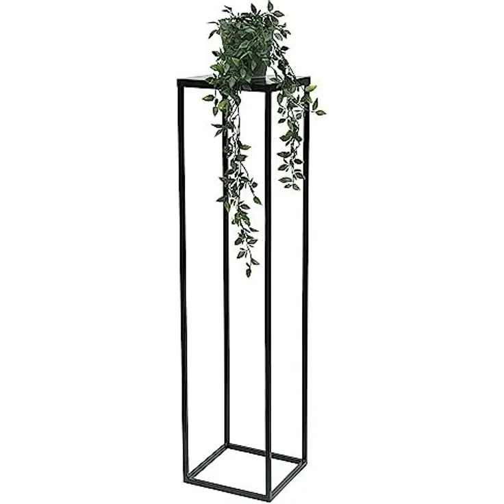 DanDiBo Blumenhocker Metall Schwarz 100 cm Eckig Blumenständer Beistelltisch FRA-006 Blumensäule Modern Pflanzenständer Pflanzenhocker