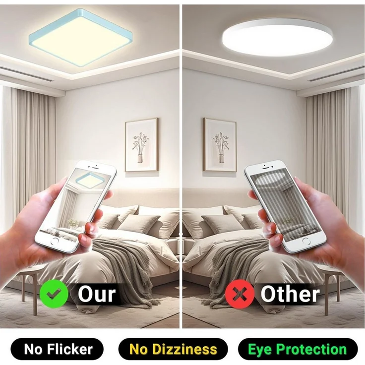 LQWELL LED Deckenleuchte Quadrat Flach LED Deckenlampe, 18W,1600LM, LED fest integriert, Tageslichtweiß, Modern Schlicht Lampe Dünn – Bild 3