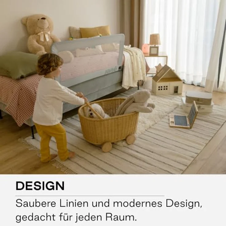 Jané - Klappbares Bettgitter, Länge 90 cm, Transporttasche, extra hoch – Bild 6