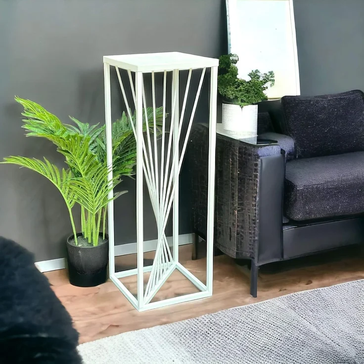 DanDiBo Blumenhocker, Metall Eckig, Weiß, 70 x 24 x 24 cm – Bild 5