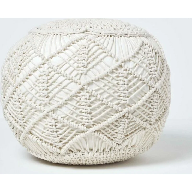 Homescapes Pouf Gehäkelter Pouf, natur, 35 x 40 cm – Bild 4