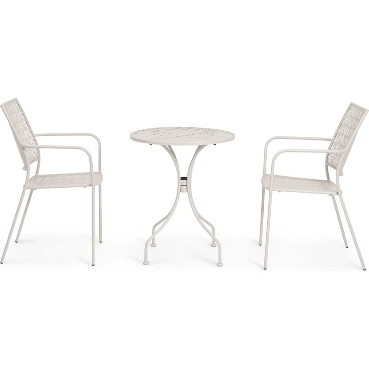 Gartentisch Ettezil aus Metall, klassisch rundes Design, Farbe Griz Taupe, pulverbeschichtet – Bild 2