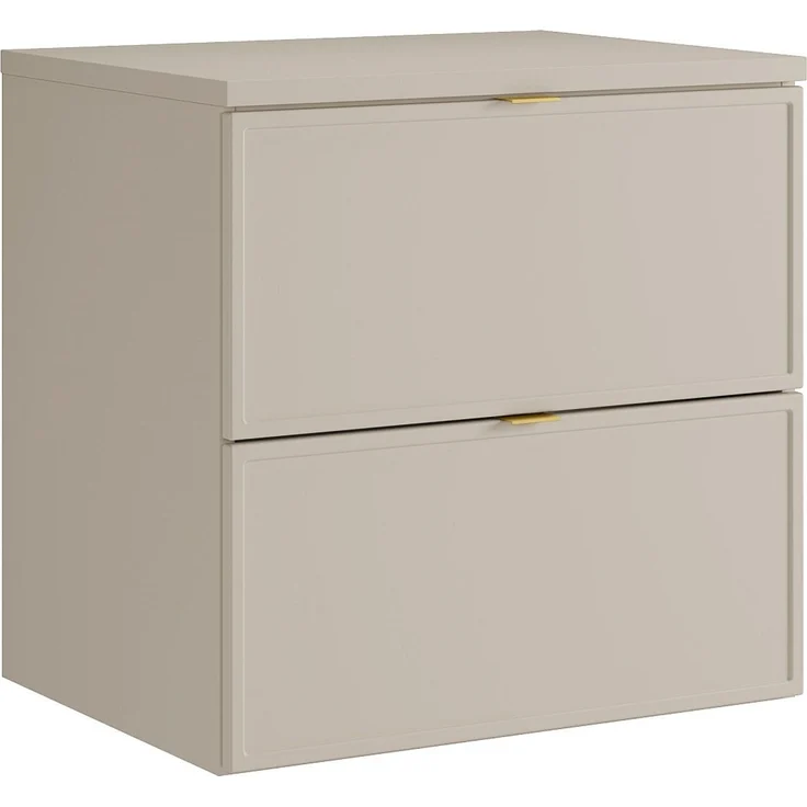 Vente-unique - Hängender Waschtischunterschrank mit Ablage – Beige – 60 cm – ONDIL – Bild 4