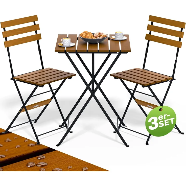 Casaria Bistrotisch, 2 Personen FSC®-zertifiziert Holz Vormontiert Klappbar Balkon