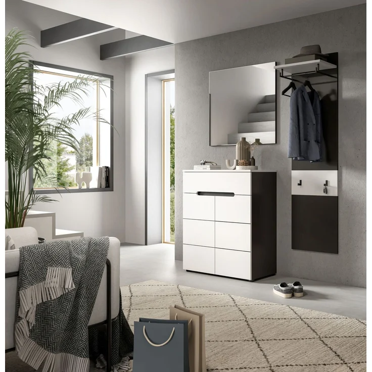 Garderobenkombination (B/H/T: 140x190x37 cm) in weiß Nachbildung – Bild 5