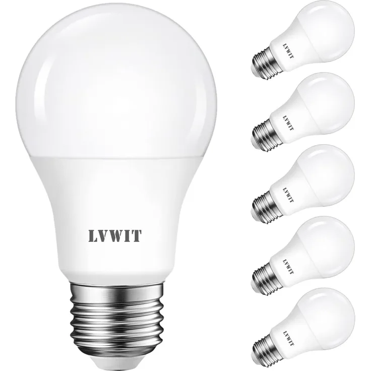 LVWIT LED E27 Birne 60W Kaltweiß 6500K, ultrahell 806 lm, matte LED Lampe (6er Pack)