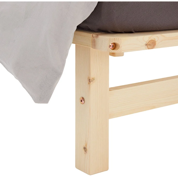 Holzbett Holzbettrahmen Palettenbett Einzelbett 100x200 Bett Massiv Holz Jugendbett Gästebett Futonbett Lattenrost – Bild 9