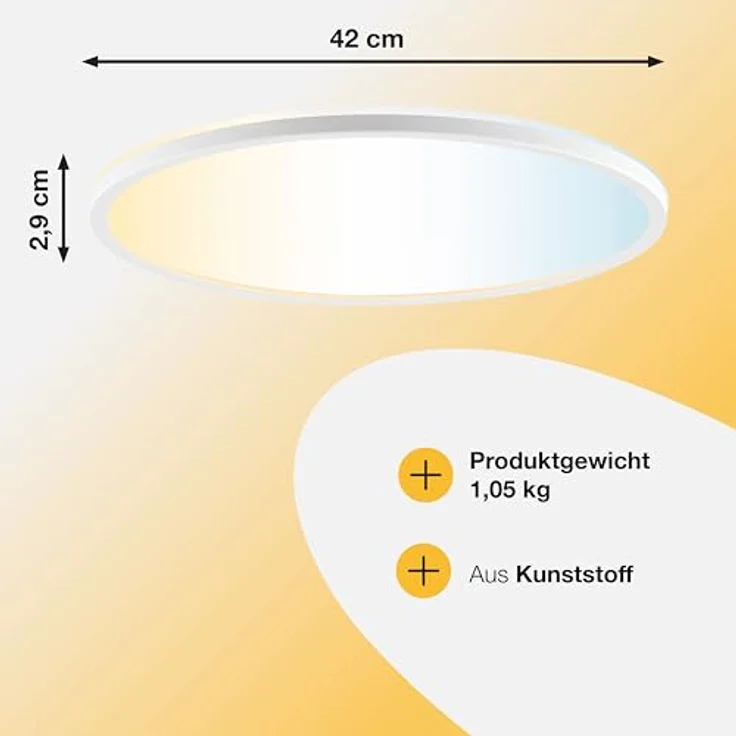 Brilliant LED Panel Lumaro rund Ø 42 cm dimmbare LED Deckenleuchte mit Fernbedienung 3000 Lumen, 27006500K CCT Nachtlicht & Timer moderne Deckenlampe für Wohnzimmer, Schlafzimmer & Büro – Bild 4