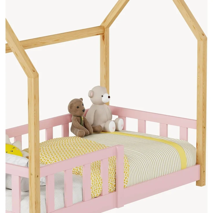 Hausbett Hesel mit Rausfallschutz 70x140 cm Rosa/Natur [en. casa] – Bild 8