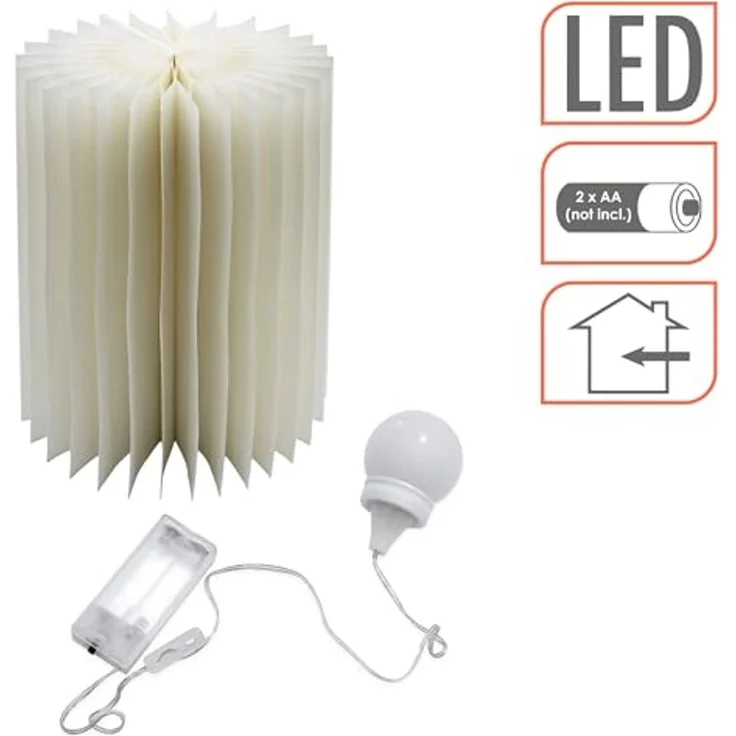 Spetebo LED Tischleuchte LED Design Tischlampe faltbar aus Papier in weiß - 30 cm, Batterie betrieben, LED, warm weiß, mit integrierte Magnete – Bild 3